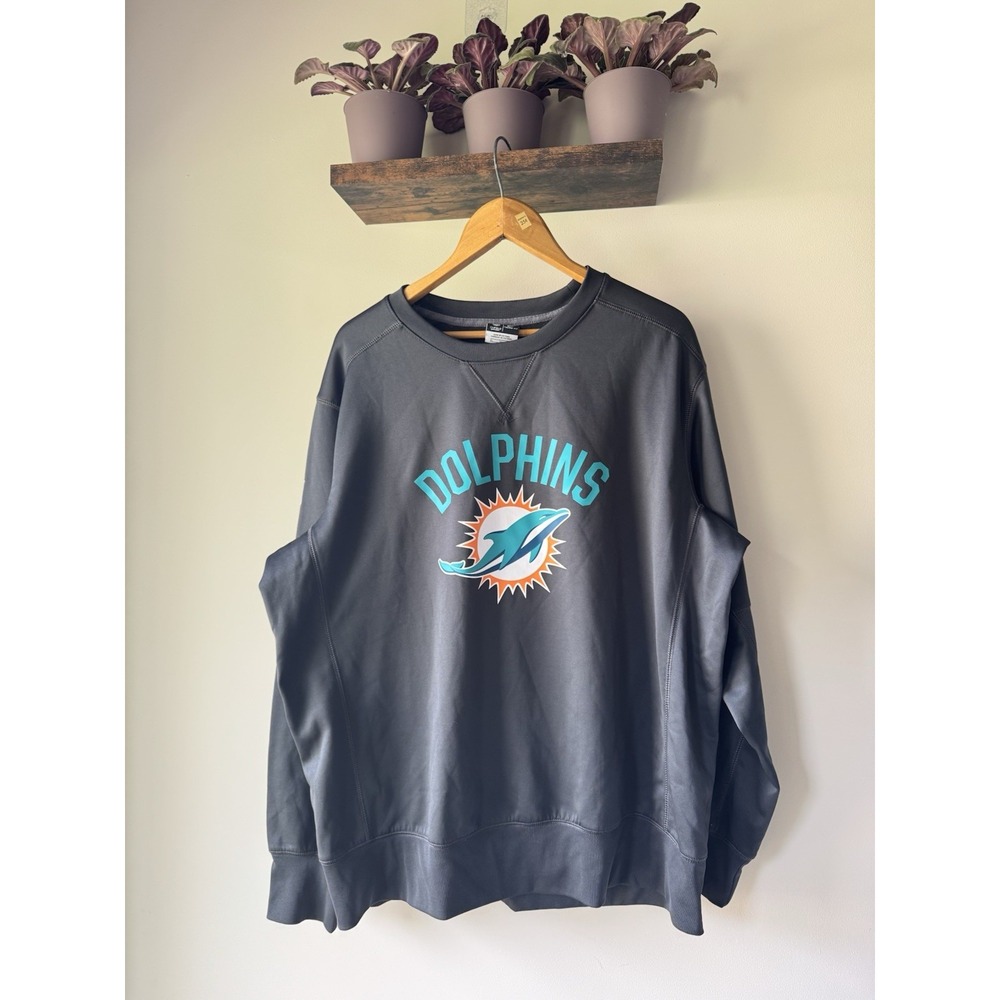 Nike NFL Miami Dolphins Therma-FIT Crewneck Sweatshirt Gray Men's XL On-Field